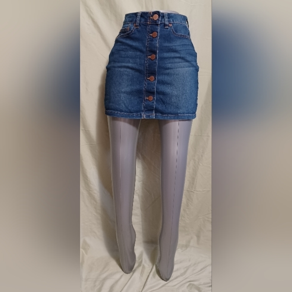 NOBO Blue Button-Front Mini Skirt